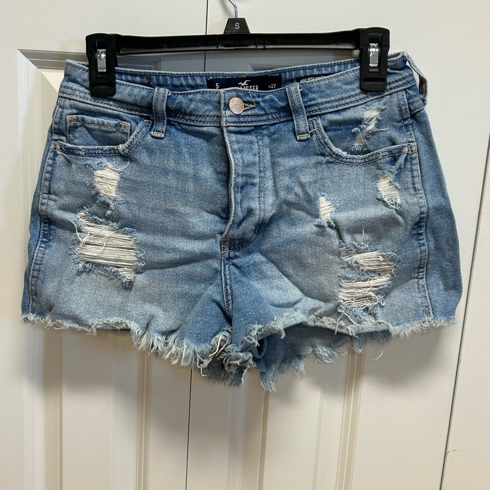 Hollister Light Blue Distressed Jean Shorts